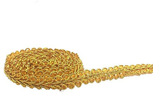 Yalulu 50 Meter Geflochten Drehkordel Borte aus Dekoband Zierband Geschenkband Spitzenborte Schnur Kordelband für Nähen Handwerk Hochzeit Kleidung Deko (Gold)