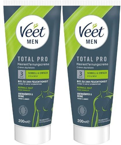 Veet Enthaarungscreme 2er Pack für Männer für schnelle und effektive Haarentfernung in nur 5-10 Minuten Veet Men Haarentfernungscreme 2x200ml