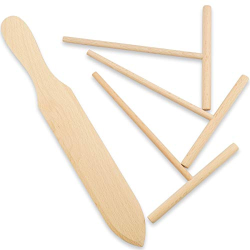 Prowithlin 4 Piece Crepe Spreader and Spatula Set, Crepes Maker Made Of 100% Natural Beech Wood, 12 Crepe Spatula and 4.7 Crepe Spreaders, Crepe Pan Dosa Pan Accessories Crepes Tools
