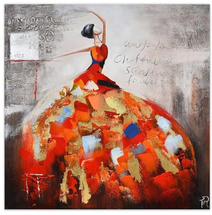 ADM - 'Donna' - Quadro, dipinto a mano figurativo su tela con decorazioni in rilievo e montato su telaio estetico alto - Marrone - H100 cm