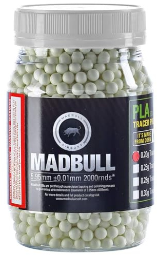 Madbull 2.000er Container Airsoft Munition BBS 0,12g - 0,50g 6mm Kaliber Rundkugeln Leuchtspur Tracer Heavy & Ultimate Scharfschützen