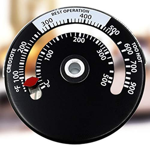 Magnetic Stove Pipe Thermometer Fireplace Indicator Gauge Wood Stove Pipe Household Fireplace Temperature Oven Aluminum Alloy for Flue Burner Temperature Control Black