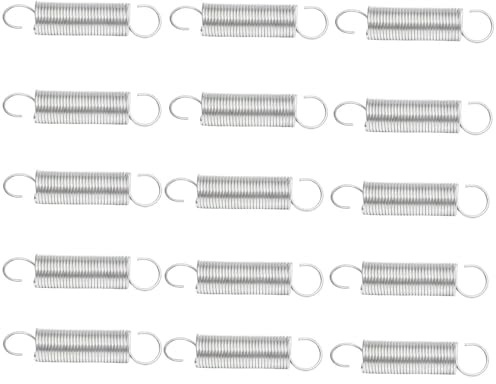 Naisfei 15 st rostfritt stål dubbel krok spänning fjäder , 304 rostfritt stål kompressionsfjädrar 1,2 mm x 8 mm x 50 mm, spänningsfjäder med stålkrokar
