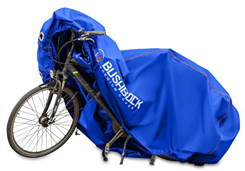 BUSHBOCK® Premium Cover - wasserdichte & wetterfeste Fahrradgarage aus Ultra reißfestem Material - Extra stark - Schutzhülle für 1-3 Fahrräder (Größe L)