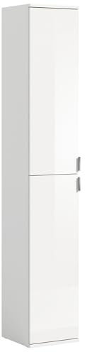 Newroom Schrank Weiß Hochglanz Schuhschrank Modern - 30x193x34 cm (BxHxT) - Schuhregal Garderobenschrank Hochschrank - [Pamela.one] Flur Diele Schlafzimmer