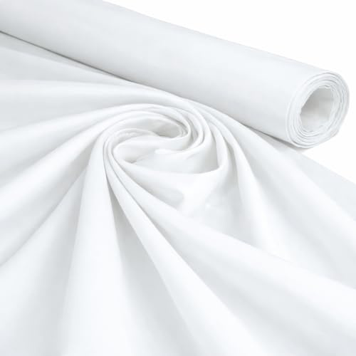 Tessuto 100% cotone al metro, larghezza 147 cm, colore bianco, 1 metro