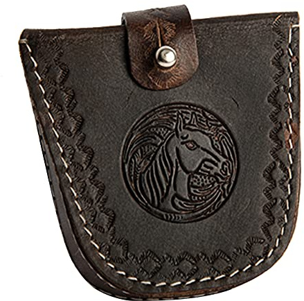 Hulara Borsa Porta Munizioni per Fionda in Pelle Pieno Fiore, Custodia per Munizioni per Pistola, Marrone con Passante per Cintura e Chiusura in Metallo, Custodia per Munizioni per la Caccia