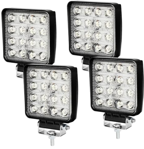 Joparri 4 Pcs 48W LED Arbeitsscheinwerfer 12V Zusatzscheinwerfer 4320LM, LED Scheinwerfer 6500K Rückfahrscheinwerfer IP67 Wasserdicht für Trecker Offroad SUV