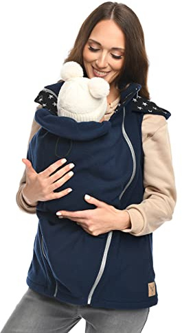 MijaCulture 3-in-1 Umstands-Trageweste ohne Ärmel – Zubehör für Babytrage oder Tragetuch, Modell 4131 (Dunkelblau, S)