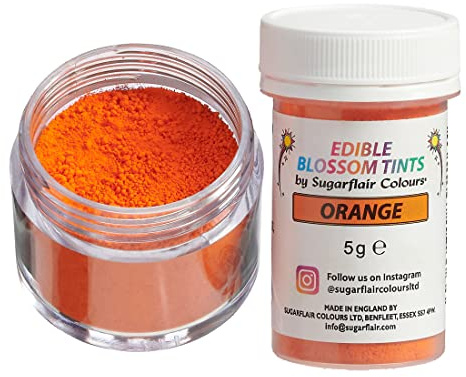 Sugarflair Food Colouring Powder Dust Orange Blossom Tint, Use on Cake Decorations or Colour Sugarpaste, Fondant, Icing, Chocolate, Buttercream, Royal Icing, Macarons and More! - 5g | Edible colour powder for accentuating details on fondant or marzipan flowers, natural and realistic result