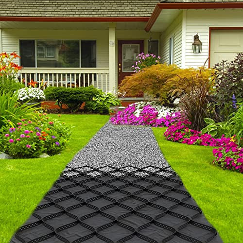Pealihuy Kies-Stabilisator-Gitter Für Terrassen, Garten, Flexibles Waben-Kiesboden-Geozellen-Gitter, Für Einfahrten, Gehwege,2 X 6 M (6,5 X 19,7 Fuß)