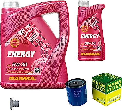 EISENFELS Filter Set Inspektionspaket erstellt mit 6 L Motoröl MANNOL Energy 5W-30, MANN-FILTER Ölfilter, Verschlussschraube
