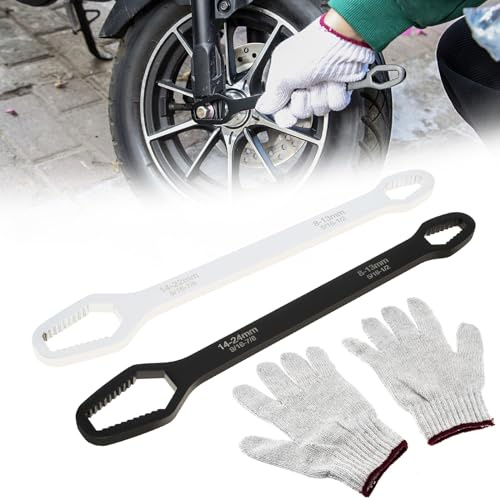 Omninmo Juego de 2 llaves Torx universales de doble extremo de 8 a 22 mm con un par de guantes, herramientas de llave ajustable autoajustables