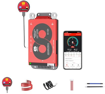 DALY BMS 8S 24V 100A Smart BMS avec Module WiFi Bluetooth LifePO4 Carte de Protection de Batterie au Lithium Prise en Charge Can RS485 pour Moteur de pêche à la traîne, Camping-Car