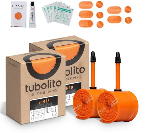 'Tubolito S-MTB 27.5'' and 27.5''/29'' x 1.8-2.5 Inch, 42 mm Presta Valve | Lightest & Smallest Mountain Bicycle Tube | Perfect Spare to Tubeless System'