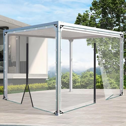IkErna Pannelli Laterali in Pvc in Pvc Trasparente con Porta con Cerniera, Acqua Di Copertura Del Telo in Vinile, Lacrima e Resistenzada/W*H/7 * 2.6M/23.0 * 8.5Ft