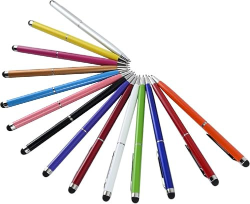14 Stück Kugelschreiber mit Touchpen, Tablet Stift für Alle Tablets, Metall Stylus Touchscreen Stift, Kugelschreiber Hochwertig Touch Pen, für IPad iPhone Kindle Handy Alle Kapazitiven