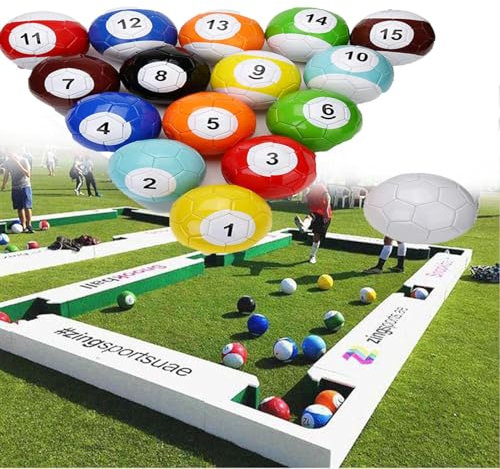 GLBMXDD Inflatable Billiards Soccer Football Snooker Balls Table Games, 16Pcs Leather Football Pool Kick Billiards Set, Giant Snooker Street Game,for Backyard Rooms,20cm/7.9inch