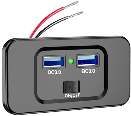 Prise USB 12 V – Support mural pour prise USB RV, prise USB 72 W avec ports USB pour camping-car | Adaptateur de chargeur USB de rechange pour les besoins de charge du véhicule, adaptateur USB 12 V