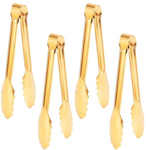 4 Pack Gold Serving Tongs,Metal Serving tongs,for buffet,party,9 Inch,Gold Utensills,(tongs for serving food)