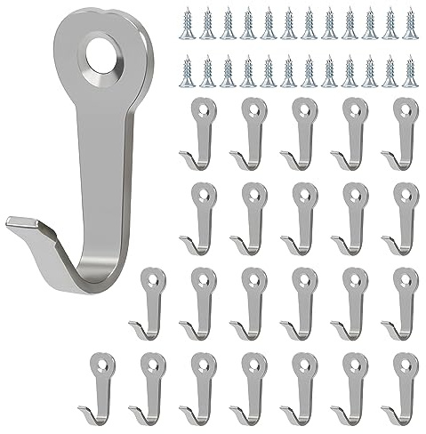 Jesustree Kleiderhaken, 24 Stück Einzelnhaken Schwarz Matt Mantelhaken, Vintage Garderobenhaken Wand Haken, Schwerlast Metall Wandhaken mit Schrauben für Badezimmer Schlafzimmer Küche Büro (Silber)