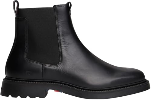 Tommy Hilfiger Uomo Stivaletti Chelsea Comfort in Pelle, Nero (Black), 43