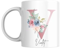 SUBLIX Personalised Mug - Custom Name Floral Coffee Mug | Cute Personalised Gifts for Women | Custom Tea Mugs & Latte Mugs | Ceramic Personalised Cup | Customised Gifts for Coffee & Tea Lovers