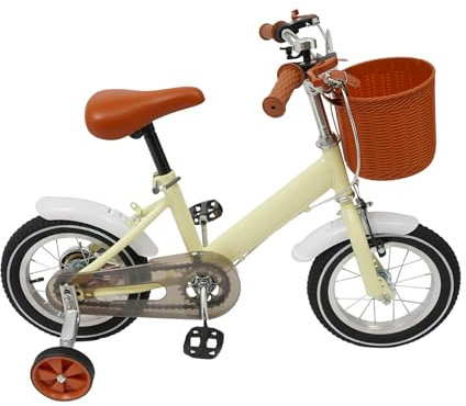 ACROSSPART 12 Zoll Kinderfahrrad, Fahrrad für Kinder mit Korb & Stützrädern, Höhenverstellbarer Sitz und Lenker, Kinderfahrrad ab 3 Jahre Jungen & Mädchen (Weiß)