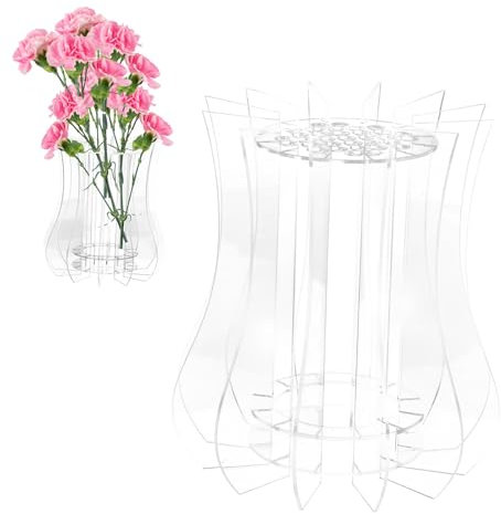 BOXOB Vase à Fleurs Puzzle, Ensemble de Construction de Bouquets en Acrylique Transparent Présentoir Créatif pour Fleurs Roses Tournesols Jonquilles Lotus Tulipes (Style A)