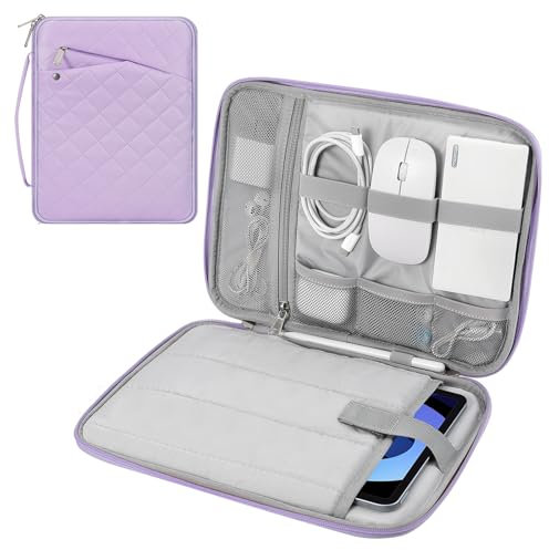 MoKo 9-11 Manicotto per tablet Custodia per il trasporto con maniglia, Borsa da viaggio protettiva iPad Air M3 da 11, iPad A16 2025, Pro 11 2024, 10/9/8th 10.2, Tab S9/S8 11, Viola Chiaro