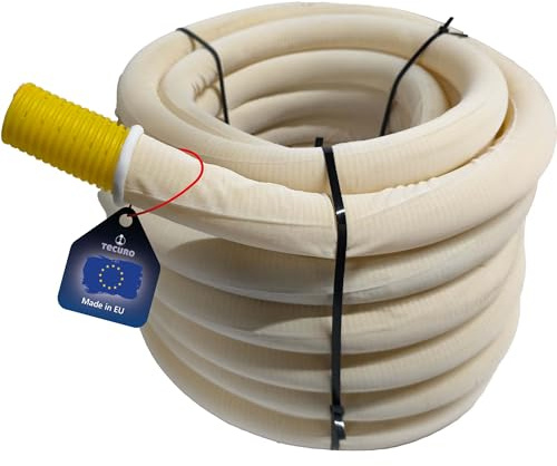 tecuro Drainagerohr 10 Meter - DN100, flexibel, gewellt und geschlitzt, mit Filterstrumpf, PVC-U, DIN 1187