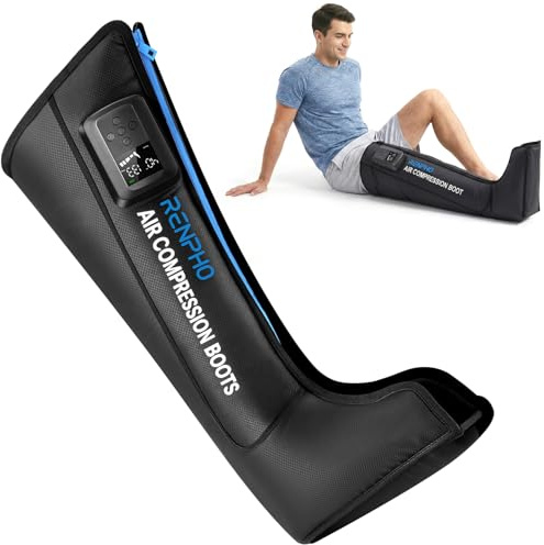 RENPHO Beinmassagegerät mit intelligentem Drucksensor, 1 Stück | kabellose Luftkompressionsmassage zur Muskelentspannung, Fuß-, Waden- & Oberschenkelmassager, Adapter nicht enthalten