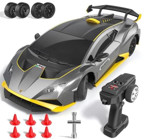 Lamborghini Ferngesteuertes Auto ab 6-12 Jahre, 1:18 RC Drift Auto 35KM/H | 4WD Vollproportionale Drosselklappe, Einstellbare Geschwindigkeit und Lenkwinkel, Spielzeug Geschenke Jungen 6 7 8 9 10 11 12
