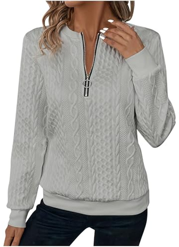 Half Zip Jumper Women Casual Ladies Knit Sweatshirt Elegant Casual Long Sleeve Pullover Tops Autumn Winter Sweat Top Warm Tunics Thin Pullover Sweaters Trendy Womens Fleece Tops