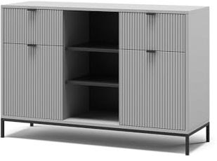 Vicco Kommode Eliza, Grau, 120 x 81.2 cm | mit 2 Schubladen und 2 Türen, kombinierbar mit weiteren Möbeln der Eliza Serie