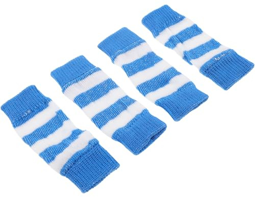 GLEAVI 4 Stück Pack Beinstulpen und Ellbogenprotektoren für Kleine Hunde und Katzen Gestrickt Verstellbar Blau Atmungsaktiv und Wärmend Schutz vor Kratzern und Verletzungen bei Kühlen