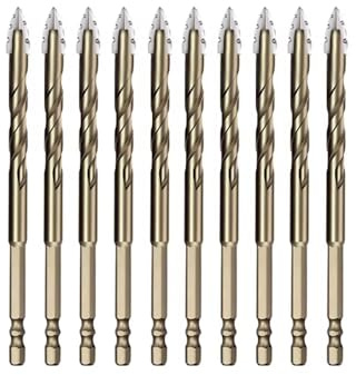 Toplionace 10 Brocas Excéntricas Serradas de 4 Hojas, Aleación de Carburo de Alta Dureza con Nanorecubrimiento, para Azulejos, Hormigón, Vidrio, Ladrillo, Metal y Madera (12MM)