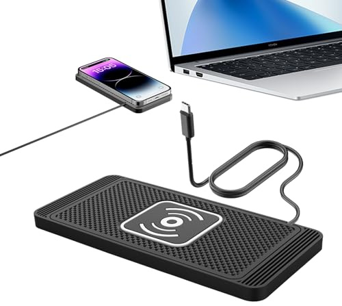 Drahtloser Magnetischer Kfz Telefon Halter, Induktives Laden Auto, 15W Schnelles Kabelloses Ladepad, USB/Type-C, Kfz Ladegerät, Auto Ladegerät, Rutschfest Induktive Ladestation Autos Für Meisten Gerät