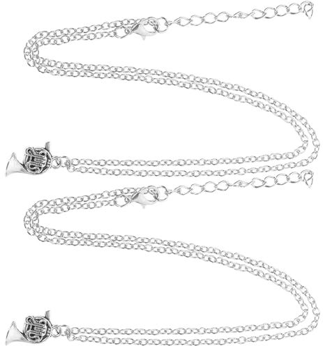 Abaodam 2 Stück Damen Halsketten mit Waldhorn Anhänger Metallkette Robust Trendige Schmuck Halskette für Musikliebhaber Elegantes Accessoire für Damen