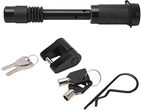 Serratura per Rimorchio con Accoppiatore da 1/4in, Lega di Zinco Antifurto per e Veicoli Pesanti, Kit Serratura Ricevitore e Accoppiatore con Copertura Polvere