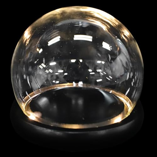 Luxshiny Cupola di Vetro Trasparente Base in Legno 12 Cm, Copertura per Fiore Eterno e Micro-paesaggio, Decorazione da Tavolo per Casa e Feste