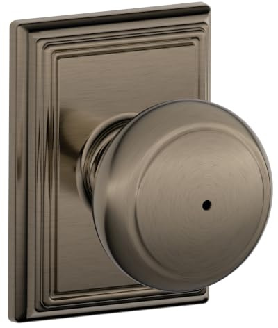 SCHLAGE Andover Bed/Bath Privacy Door Knob with Lock, Antique Pewter