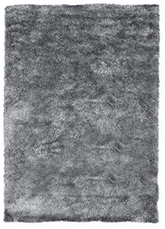 The Deco Factory Alfombra de Pelo Largo de Tacto Lana, 130 cm x 180 cm, Color Gris Claro