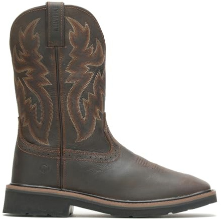 Wolverine Men's Rancher 10 Square Toe Steel Toe Work Boot, Dark Brown/Rust, 9 M US