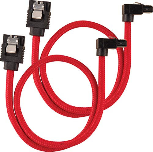 Corsair Premium Sleeved SATA Cable - SATA 6Gbps 30cm, 90° Connector, Red