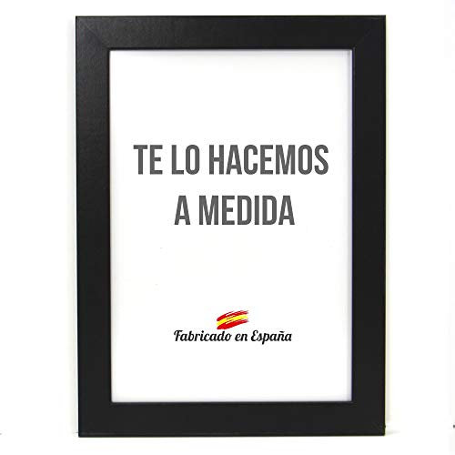 Marco a Medida para Fotos, póster, Puzzles, láminas. Cuadro Modelo 163 Negro Mate. con Cristal metacrilato 1.5 mm y Trasera Antihumedad 61x91,5 cm Medida Poster (Lado Corto: 61CM, LADOLARGO: 91.5CM)