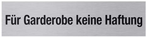 Metafranc Klebeschild Für Garderobe keine Haftung - 160 x 40 mm - Aus Aluminium - In moderner Edelstahl-Optik - Selbstklebende Rückseite / Beschilderung / Infoschild / Gewerbekennzeichnung / 507030