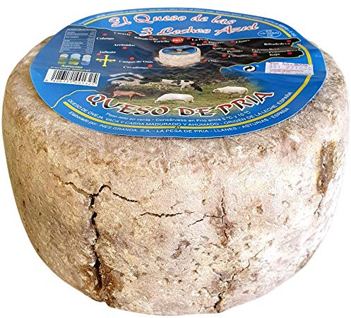 Queso Azul de Pria Tres Leches - Delicioso queso azul elaborado con leche de vaca a la que se le añaden crema de leche de oveja y crema de leche de cabra (Queso Completo 3,3 Kg)