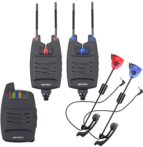 Hirisi Tackle Bissanzeiger für Karpfenangeln, mit Empfänger und Ohrbügel, im Etui (2 plus 2)