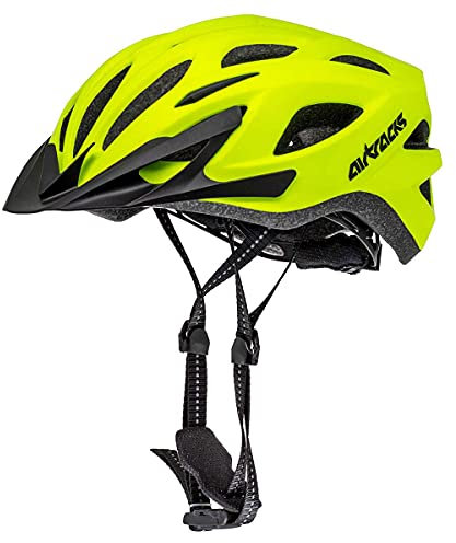 Airtracks Fahrradhelm für Herren Damen Savage KJ-201 Radhelm Allround Radhelm MTB Helm Erwachsene verstellbar S M L XL - Neon-Matt, L/XL 58-63cm
